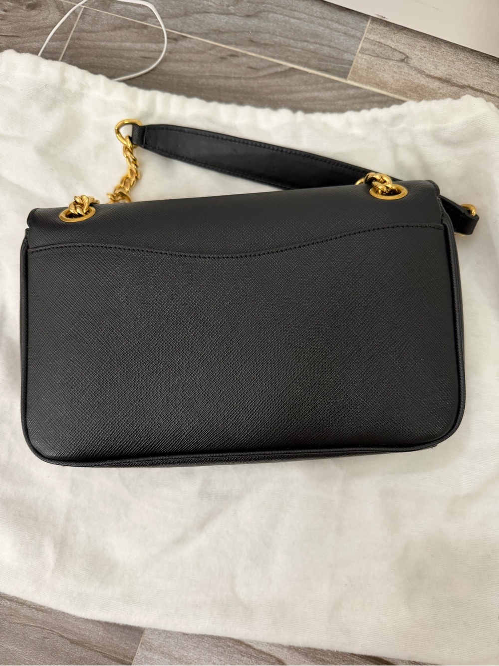 BNWOT Authentic Prada Pattina - Black Saffiano Leather Shoulder Bag - Picture 5 of 9